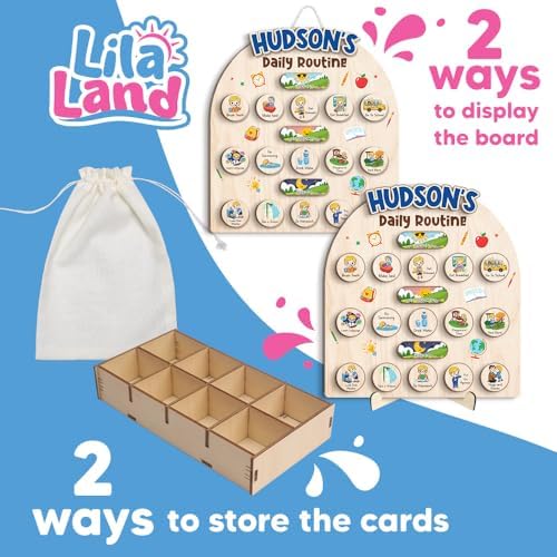 Wooden Chore Chart for Boys, Daily Routine Chart for Kids, Visual Schedule, Chore Reward Chart, Bedtime Morning Routine Chart for Toddlers (05) - Image 7