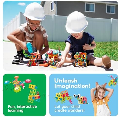 PicassoTiles STEM Learning Toys 250 Piece Building Block Kids Construction Engineering Kit Toy Blocks Children Early Education Playset w/Free IdeaBook, Power Drill, Clickable Ratchet, Age 3+ PTN250 - Image 5