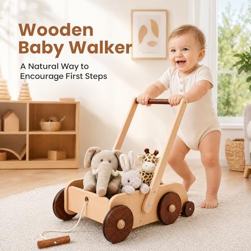 Woodtoe Wooden Baby Walker, Adjustable Speed Push Walker for Toddlers 1-3 - Image 2
