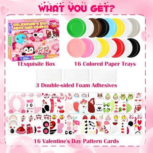 16 Pack Valentines Day Crafts for Kids, Toddler Crafts Paper Plate Art Kit Gift for 3 4 5 6 Year Old Boys Girls DIY Kids for Birthday Party Favor Preschool Classroom Party Games ﻿ - Image 2