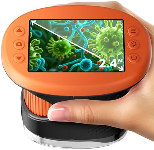Odatay 2.4" 4K 1000X Digital Kids Microscope with 32G Card 12 Slides Orange by Odatay