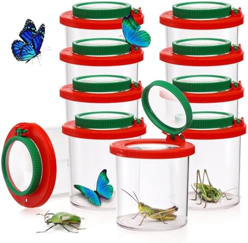 Coloch Set of 10 Insert Bug Viewer for Kids, Magnifying Insect Box, Bug Magnifier Container Critter Insect Bug Cage Bug Jar Bug Viewer Collecting Kit Bug Catcher Set by Coloch