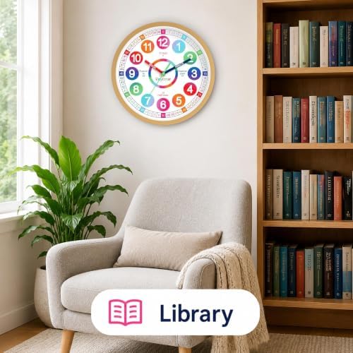 Roymnie Wall Clock for Kids Learning Battery Operated Teaching Silent 8" - Image 6