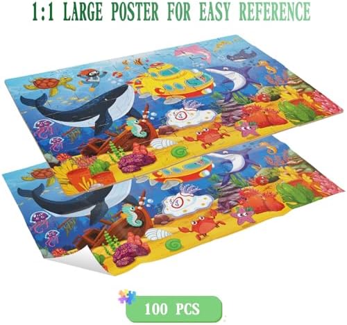 100 Piece Puzzles for Kids Ages 4-6 - Puzzles Ages 6-8 Year Old - Toy for Learning Ocean Animals for 8-10 yo - Jigsaw Toddler Game for Boy and Girl Ag - Image 3