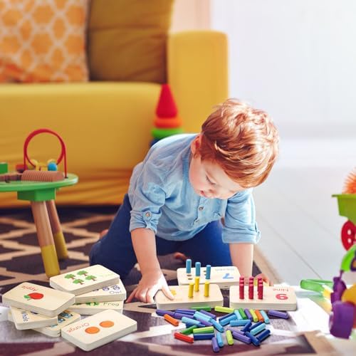 Wooden Counting Peg Board, Kindergarten Math Manipulatives Number Counting Toys, Learning Activities Montessori Educational Toys for 3 4 5 Year Old Kids Boys Girls Gifts - Image 6
