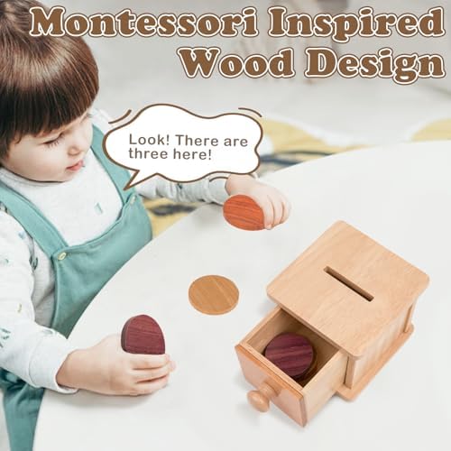 Adena Montessori Wooden Double-Sided Coin Box Object Permanence 6-12 Months - Image 2