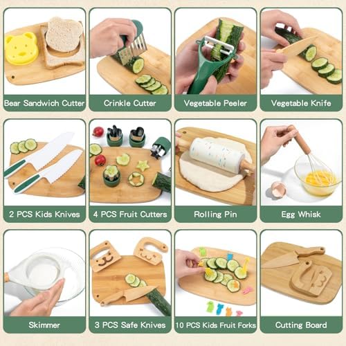 18 Pcs Montessori Kitchen Tools for Kids, Kids Cooking Sets Real - Image 5