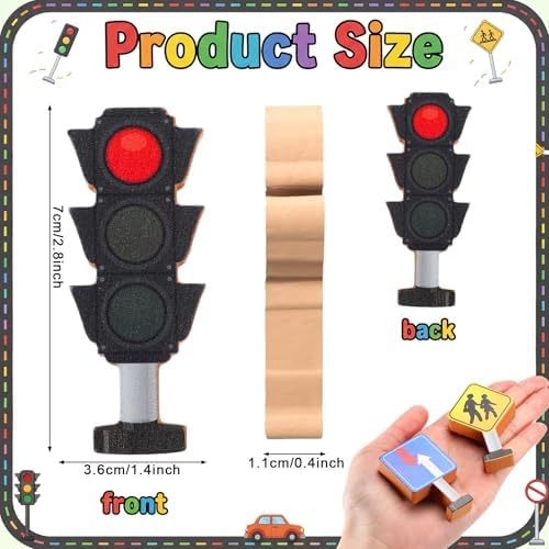 Blosssound 26 Pcs Wooden Toys Set for Preschool Classroom Traffic Signals - Image 2