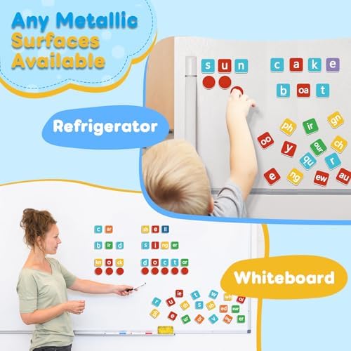 Phonics Magnetic Letter Tiles, Spelling Reading Games Manipulatives - Image 2