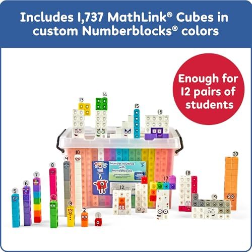 hand2mind Number Routines with Numberblocks Class Set, Preschool Learning Activities, Math Manipulatives Kindergarten, Counting Blocks, Linking Cubes, Kids Educational Toys - Image 2