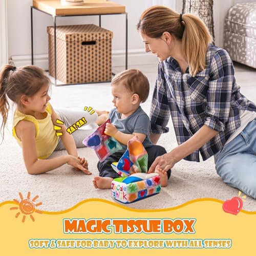 Montessori Toys for Babies 6-12 Months,1 Year Old,8 in 1 Learning Educational Set Wooden Sensory Toys for Baby Toys 12-18 Months (Includes Tissue Box Toy,Rainmaker and More) - Image 6