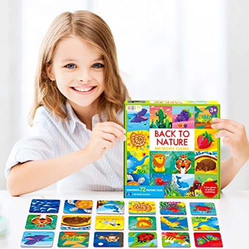 Hebayy Memory Matching Game, 72 PCS Nature Theme Matching Cards for Toddlers 36 Pairs Memory Cards for Preschool 4 5 6 Years Old - Image 6