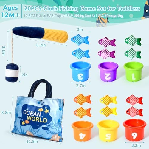 Montessori Toys for 1 Year Old Boy Girl Gifts, Cloth Fishing Game Toddler Toy 1-3, Sorting Learning Baby Toys 6-12-18 Months, Toddler Toys for Baby Easter Gifts - Image 5