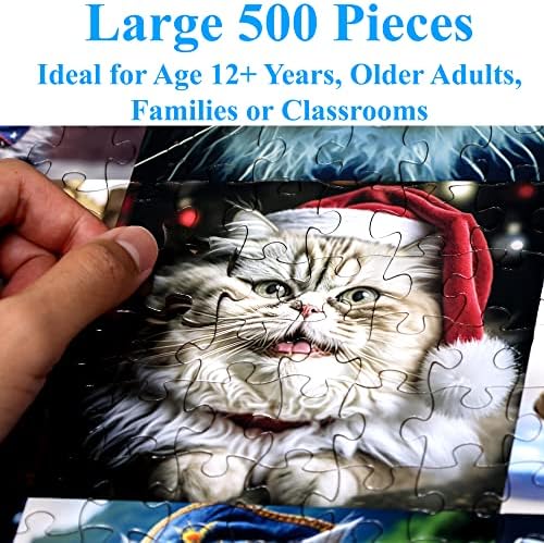 Think2Master Cute Cats 500 Pieces Jigsaw Puzzle Featuring Large Pieces & heartwarming Kittens. for Adults, Seniors & Families. Great Gift 13+ Size: 26.8” x 18.9” - Image 4