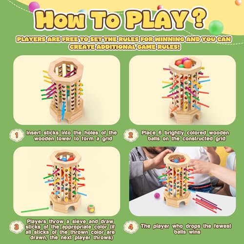 Wooden Ball Drop Board Game for Kids Ages 3-6, Montessori Family Game - Image 3