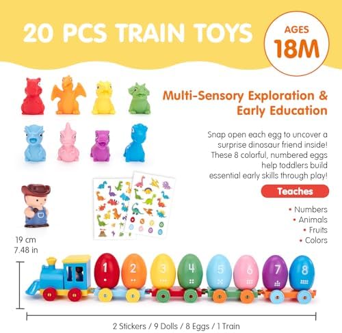 hahaland Montessori Dinosaur Train Set, Learning Toy for Toddlers Ages 2-3 - Image 6