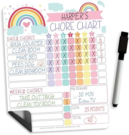 Magnetic Chore Chart for Kids Dry Erase Reward Chart for Home and Classroom by HadleyDesigns