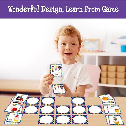 Hebayy Memory Matching Game, 72 PCS Grade K Sight Words Matching Cards for Kids, 36 Pairs Memory Cards, Educational Toy for Children to Learn Sight Words - Image 6