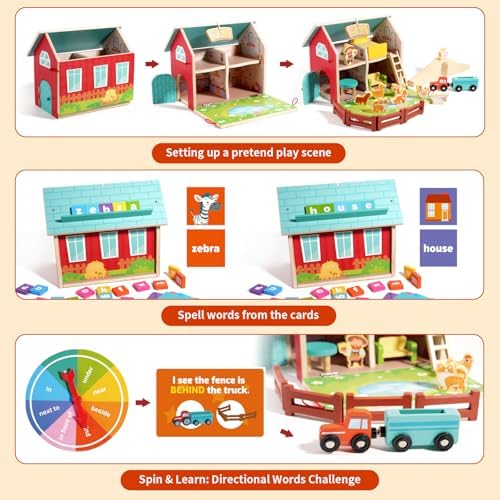 INIFEIDALA Montessori Farm Dollhouse for Toddlers 3-5 - Image 2