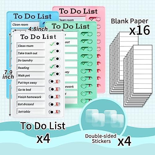 4 Pieces Chore Chart for Kids Multiple Kids - Sliding Routine Chart: Reusable to Do List, RV Checklist, Planning Board, Visual Schedule, and Reminder (Multicolored) - Image 3