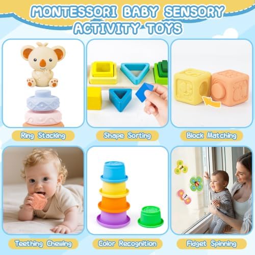 6 in 1 Musical Baby Toys 0-6-12-18 Months, Montessori Sensory Toys for Babies 6 to 12 Months, Infant Teething Sorting Stacking Cups Toys - Image 6