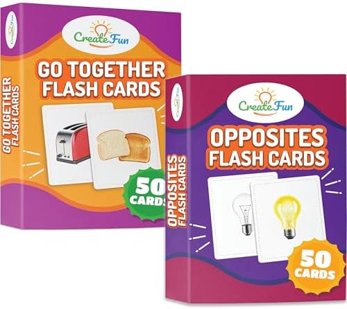 CreateFun 100 Go Together Opposites Flash Cards Set - Gifted Kids Learning by CreateFun
