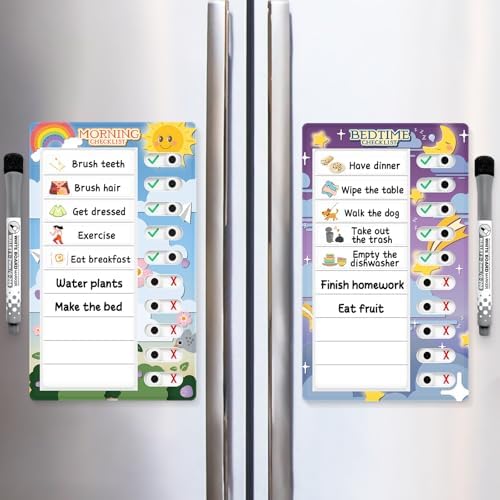 Chore Chart for Kids: Dry Erase to Do List, Morning/Bedtime Routine Chart, Magnetic Checklist, Toddler Visual Schedule, Daily Behavior Chart for Fridge - Image 4