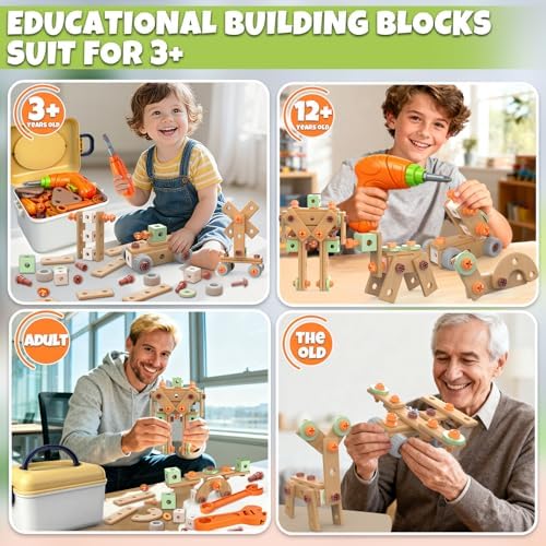YongnKids 158 Pcs Kids Tool Set with Drill for Boys Girls Age 3-8 - Image 4