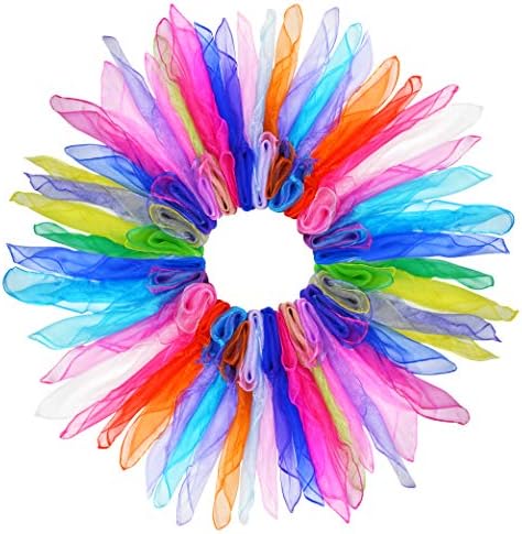 Tayfremn 28pcs Dance Scarves Square Juggling Silk Play Movement Scarves Magic Tricks Performance Props Accessories 24 by 24 Inches,14 Color by Tayfremn