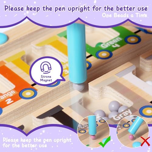 Magnetic Color and Number Maze, Montessori Toys for 3 4 5 Year Old, Wooden Magnet Balls Puzzles,Learning Educational Sensory Toys for Toddlers and Kids Boys Girls,Christmas Stocking Stuffers for Kids - Image 5