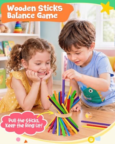 Montessori Wooden Board Games for Kids 4-6, 42 Sticks Ball Drop Dice Game - Image 5