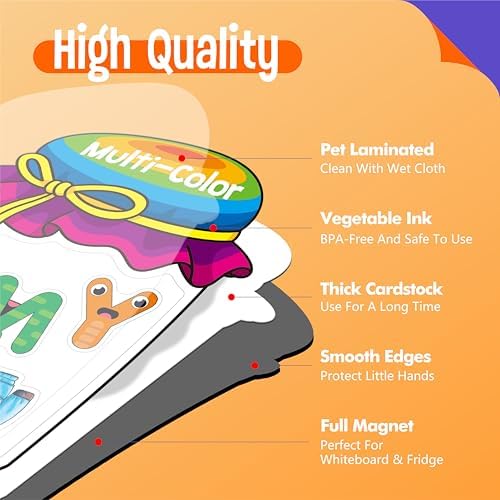 12 Pieces Magnetic Color Sorting Jars, 60 Color & Letter Magnets for Fridge Whiteboard, Early Educational Sorting Toy Set, Alphabet A-Z Learning Tool for Baby Toddlers Kids - Image 4