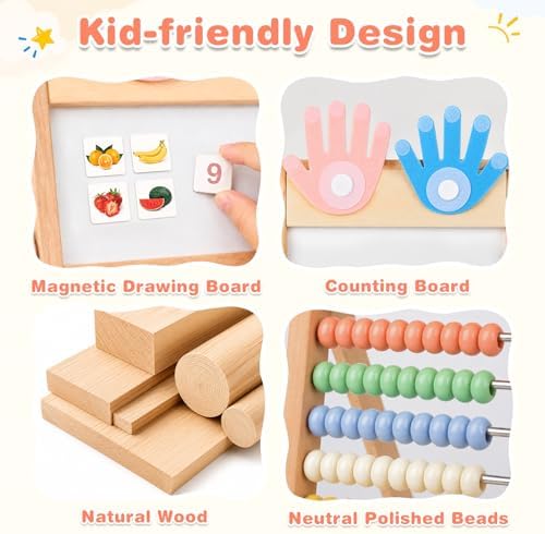 Joyreal Wooden Abacus for Kids Math 3-5 4 5-7, Double-Sided Whiteboard - Image 6