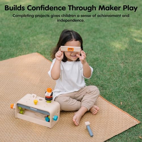 PlanToys® Wooden Little Tool Bench Montessori Construction Kids STEM Toy - Image 6