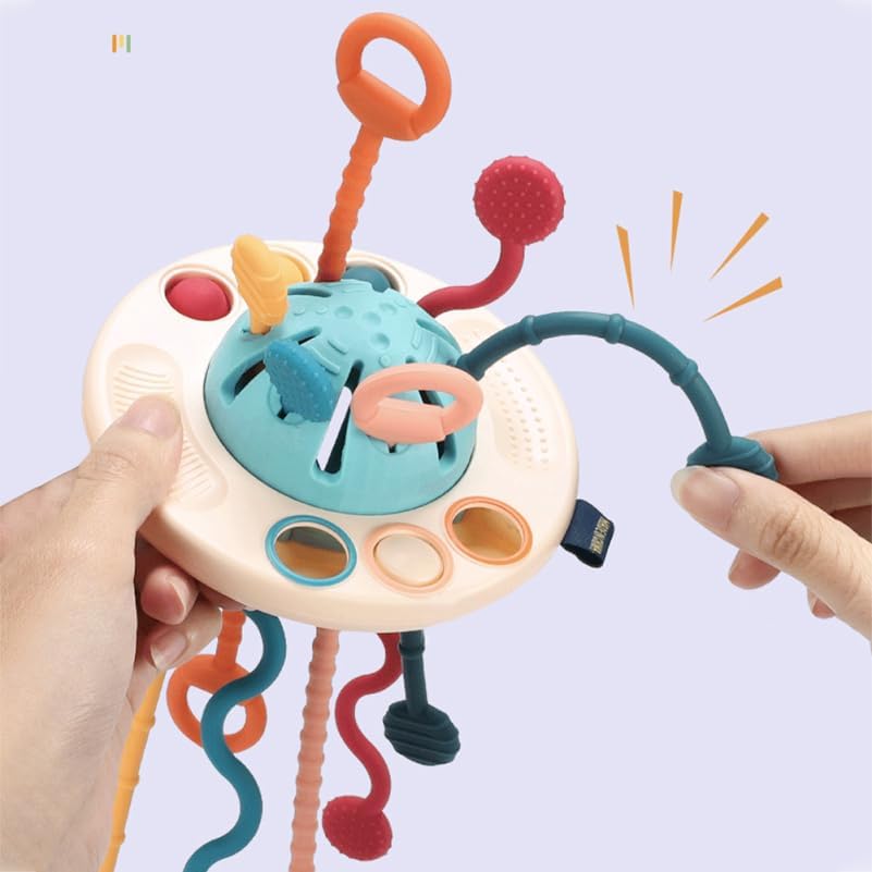 Toddmomy Pull String Interactive Sensory Toy for Toddlers Early Development Silicone Baby Learning Toy 8.26X4.72X4.72In Hand Eye Coordination Motor Skills - Image 3