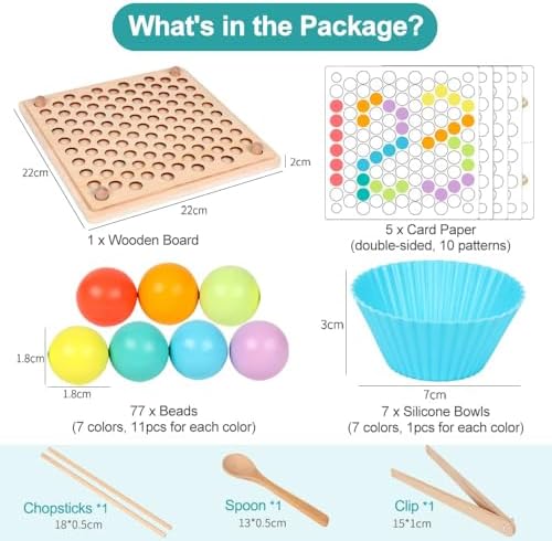 Montessori Toys for 3+ Year Olds – Wooden Preschool Learning Activity Board with 112 Beads, Fine Motor Skills Game for Toddlers, Color Sorting & Counting Math Toy, Educational Gift for Boys & Girls - Image 2