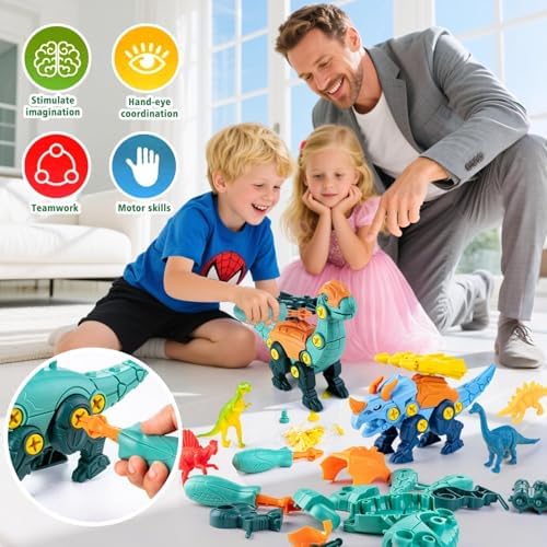 Dinosaur Toys for 3, 4, 5, 6, 7 Year Old Boys, Take Apart Dinosaur Toys for Kids, STEM Educational Construction Building Toy, Ideal Birthday Christmas Easter Gifts - Image 4
