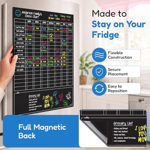 Magnetic Dry Erase Chore Chart for Adults & Kids, 17" x 12" - Black - Image 6