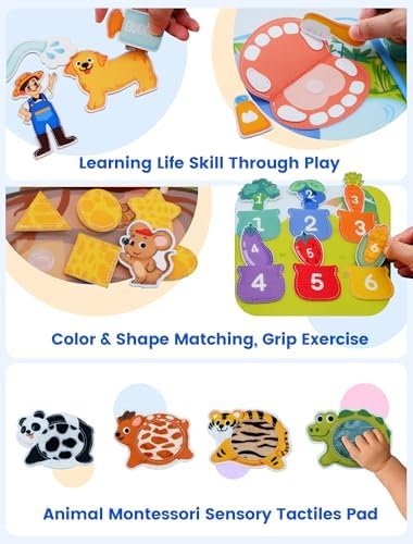 BizyKoady Montessori Busy Book for Toddlers 1-3, Felt Busy Board Dog Theme - Image 2