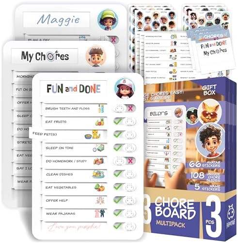 Chore Chart for Kids – Daily Routine Chart for Kids with Checklist & Stickers, Magnetic Kids Chore Chart – 540 Pcs Set of Chore Board Visual Schedule for Kids with Autism & Best ADHD Tools for Kids by Hippotale