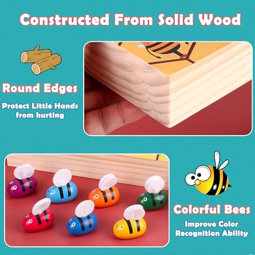 Montessori Toys for 3 Year Old, Toddler Fine Motor Skill Toy, Bee to Hive Matching Game, Color Sorting Matching Toy, Preschool Educational Learning Gift - Image 5