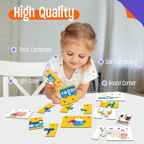 Self-Correcting Spelling Puzzles, Double-Sided Three and Four-Letter Word Spelling Cards with Picture Matching, 48 First Words Learning for Kindergarten Readiness, Preschool Ages 4+ - Image 3