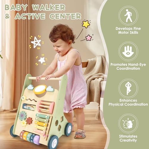 Wooden Baby Push Walker,Montessori Push Walker for Babies 10-12 Months - Image 5