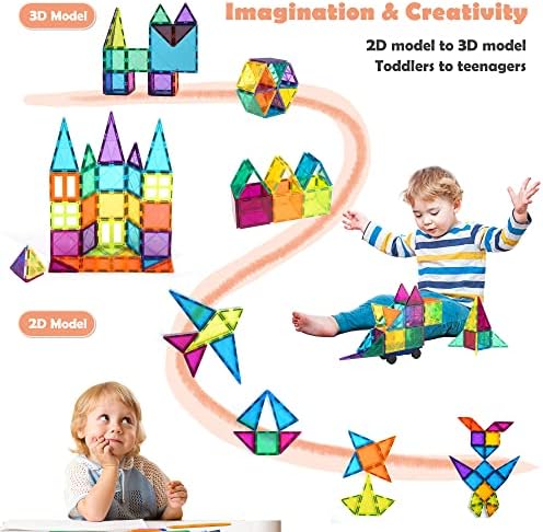 cossy 32Pcs Magnet Tiles Magnetic 3D Building Blocks Set Educational Construction Toys for 3+ Year Kids with Stronger Magnets, Rivets-Fastened, Inspirational, Recreational, Educational, Conventional - Image 3