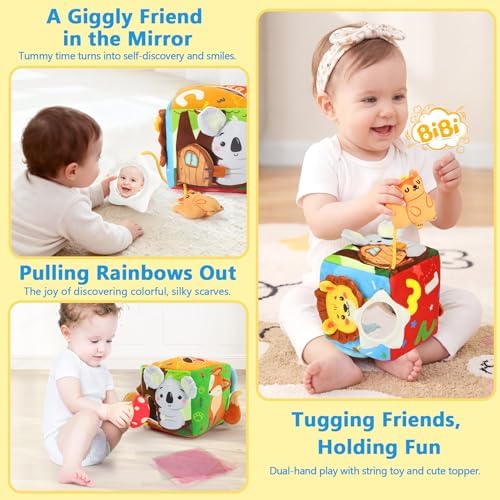 URMYWO Baby Tissue Box Toy, Montessori Sensory Toys 6-12 Months with Crinkle Paper & Scarves, Fine Motor Skills, Valentine's Day Easter Basket Stuffers, Gifts for Infants 6 9 12 18 Months Old - Image 5