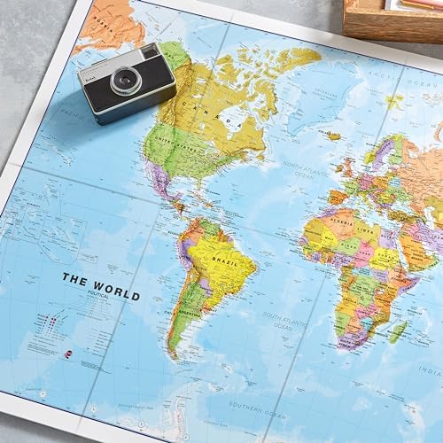 World Map - Updated 2026 - Silk Art Paper - Folded Format 23 x 33 in - Image 2