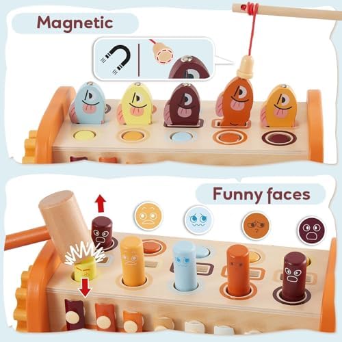 HYAKIDS Wooden Montessori Toys for 1+ Year Old, Hammering Pounding - Image 3