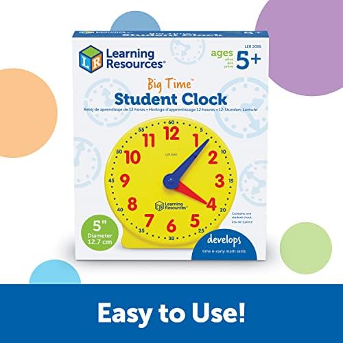 Learning Resources Big Time Student Clock, Teaching & Demonstration Clock, Develops Time and Early Math Skills, Ages 5+, Clock for Learning, 12 Hour,Back to School Gifts - Image 5