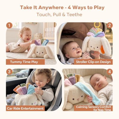 Baby Bunny Tissue Box Toy,Montessori Sensory Toys for Babies 6-12 Months - Image 2