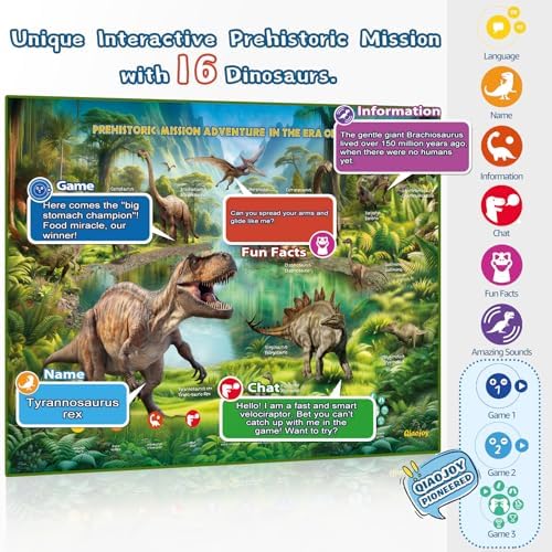 Bilingual Interactive for Kids Talking USA Map Dinosaur Poster for Kids Learning and Educational Toys,Talking Educational Dinosaur Toy for Ages 3 to 12 Years Old,Learning Chart for Preschool/Gift - Image 2